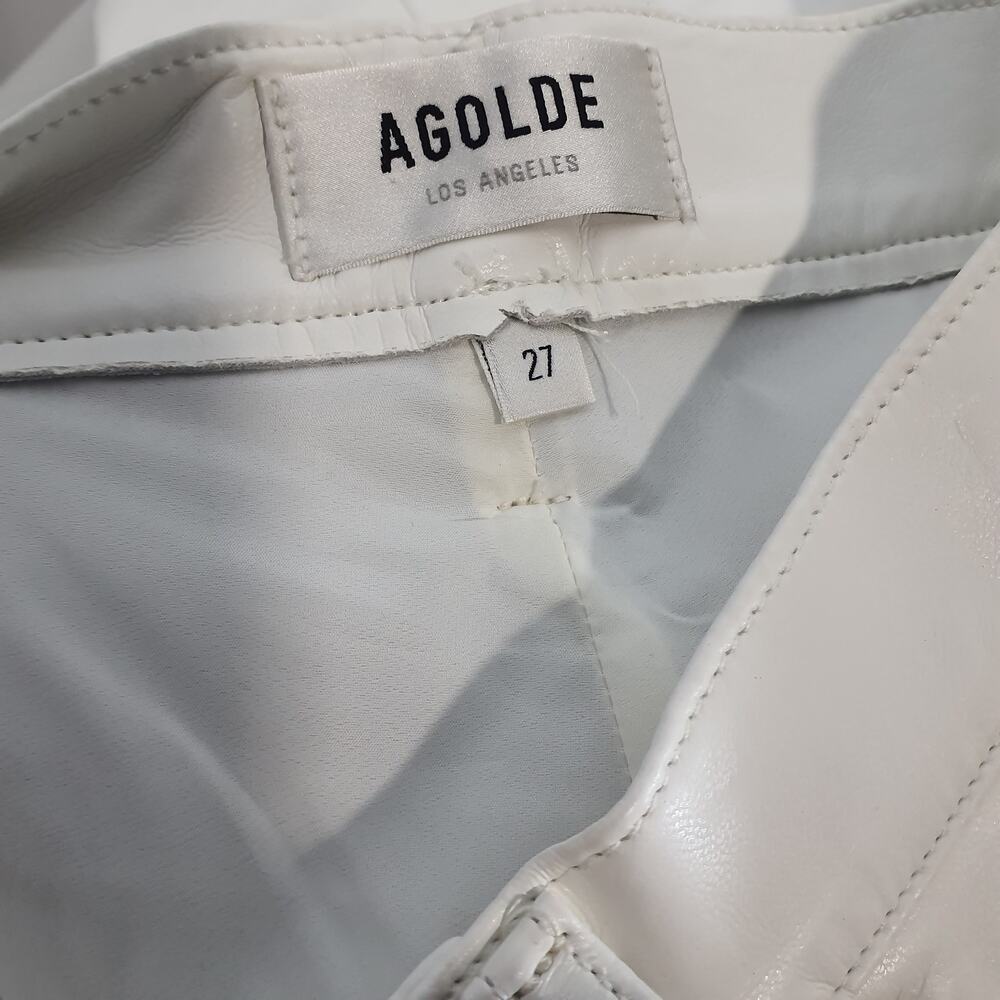 Agolde Recycled Leather White 90s Pinch Waist Size 27 Denim Jeans NWT - Picture 4 of 5